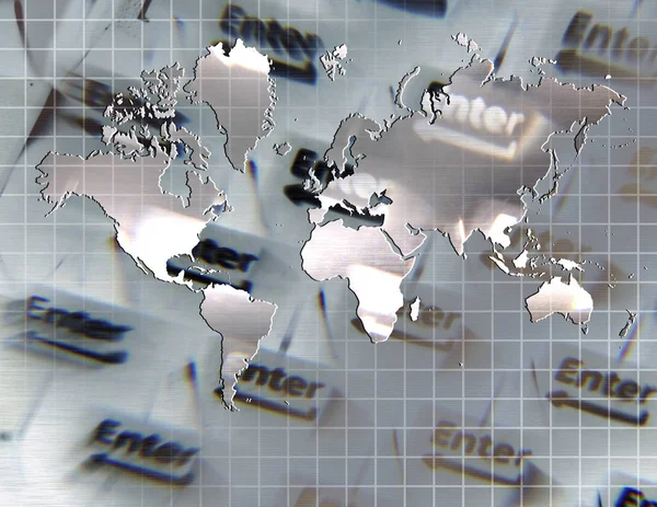 Samenstelling Van Technologie Wereldkaart — Stockfoto