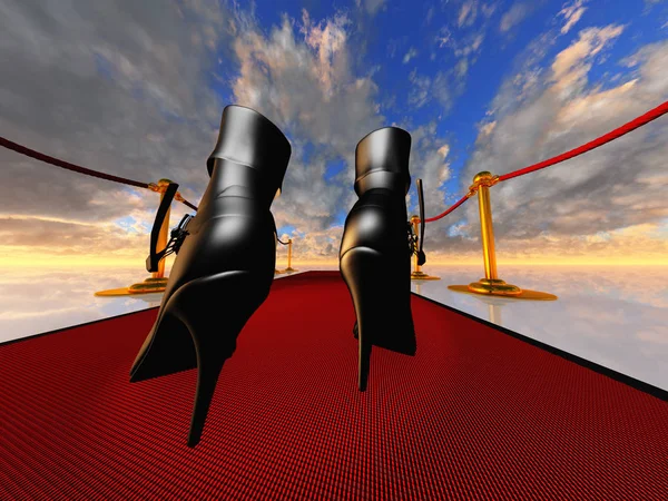 Black Stilettos Red Carpet — Stock Photo, Image
