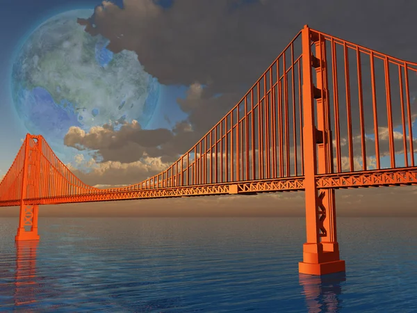 Golden Gate Híd Magas Szintű Terraformálással Luna Fenti — Stock Fotó