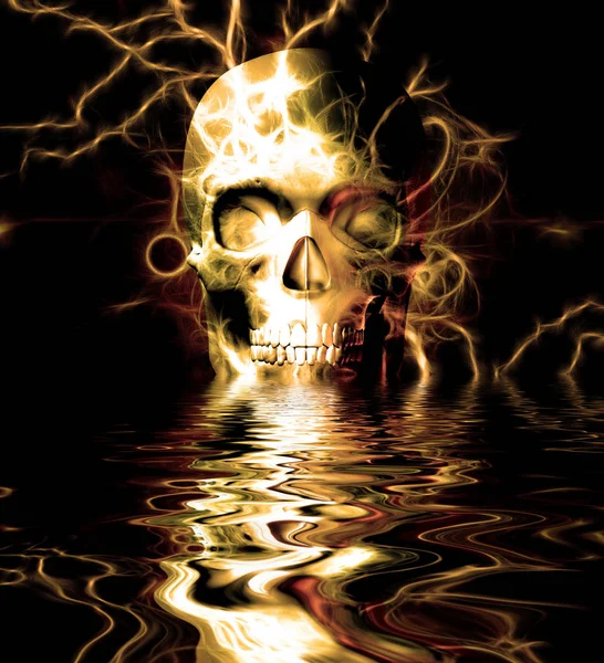 Skull Reflected Water — Stock Photo, Image