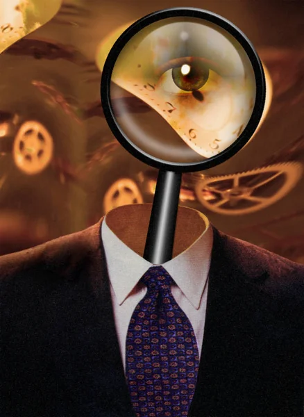 Magnify Glass Man Suit — Stock Photo, Image