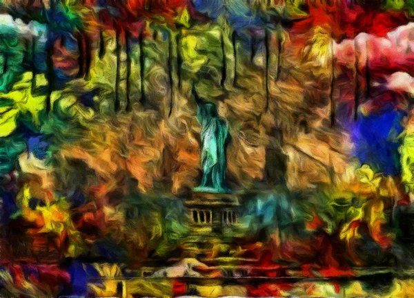 Modern Painting Liberty Statue — Stock Photo, Image
