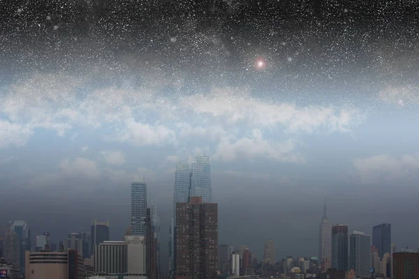 星とニューヨーク 背景にカラフルなモダンなイラスト — ストック写真