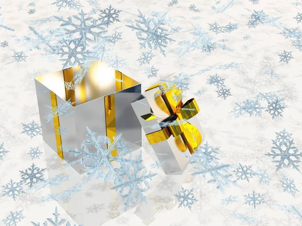 Open Silver Gift Box Snowflake — Stock Photo, Image