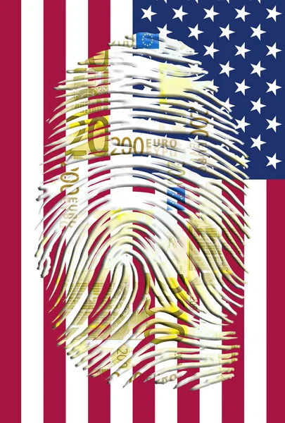 Euro Fingerprint American Banner — Stock Photo, Image