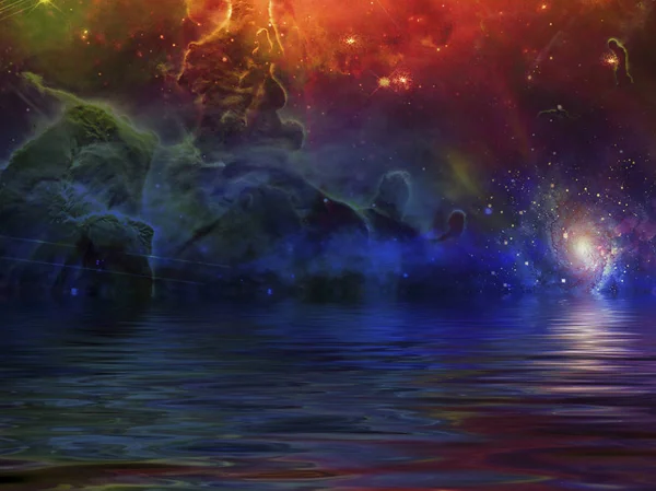 Mar Surrealista Cielo Estrellado — Foto de Stock