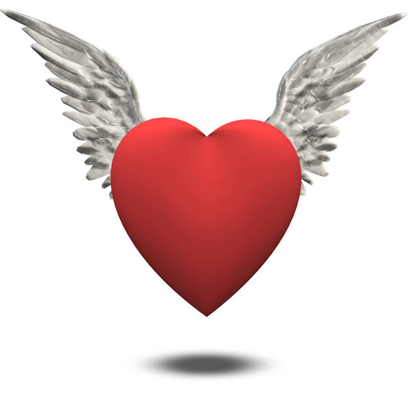 Heart with wings. Colorful modern illustration for background