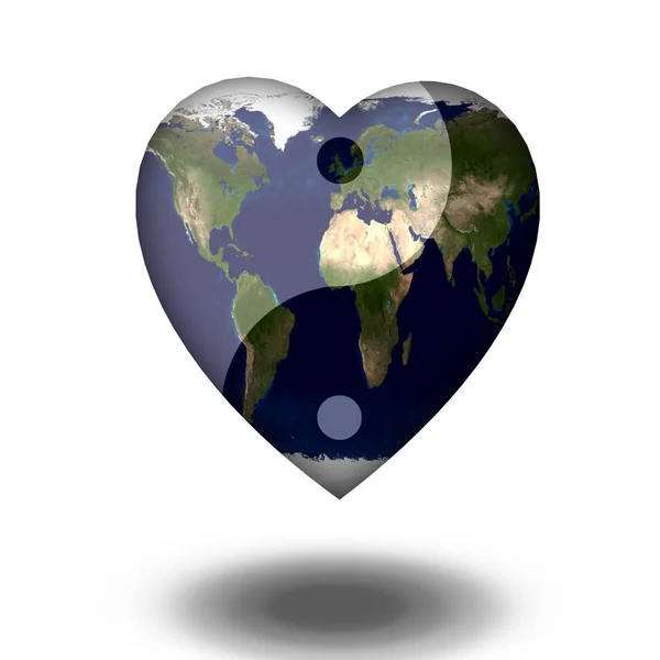 Earth Heart Yin Yang — Stock Photo, Image