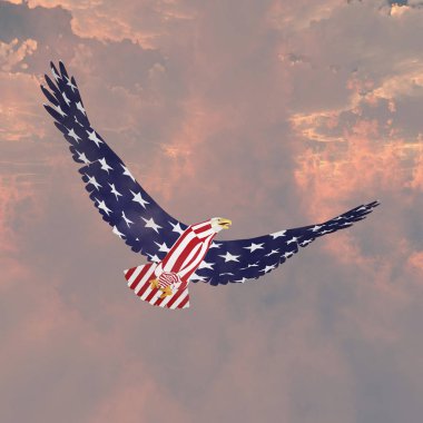 Kartal Ulusal renklerde bulutların üzerinde uçuyor.