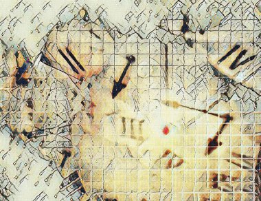 Soyut tuval. Roma rakamları ve saat elleri.