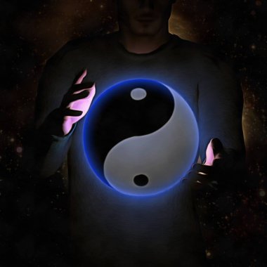 Ying Yang adamın elleri arasında.
