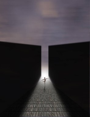 Yüksek duvarlı açmadan önce dansçı