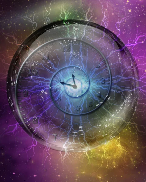 Spirale Temps Enfermée Dans Sphère Cristalline — Photo