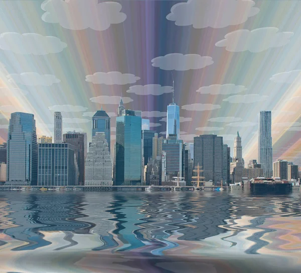 Paesaggio New York Illustrazione Moderna Colorata Sfondo — Foto Stock
