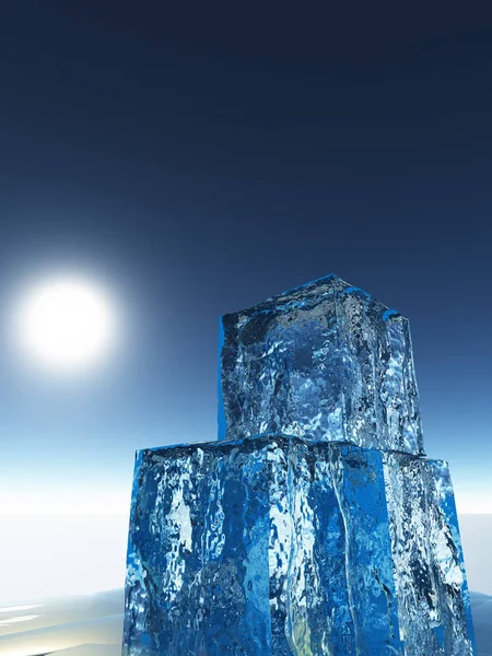 Three Ice Cubes Pyramid — Stock Photo, Image