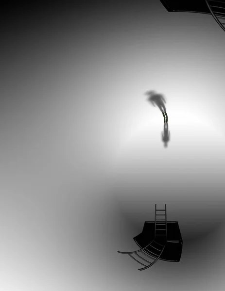 Man Surreal White Space — Stock Photo, Image