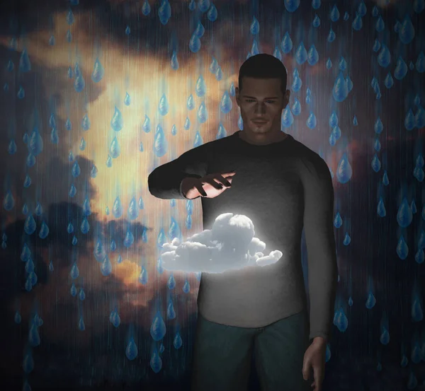 Man Power Raincloud — Stock Photo, Image