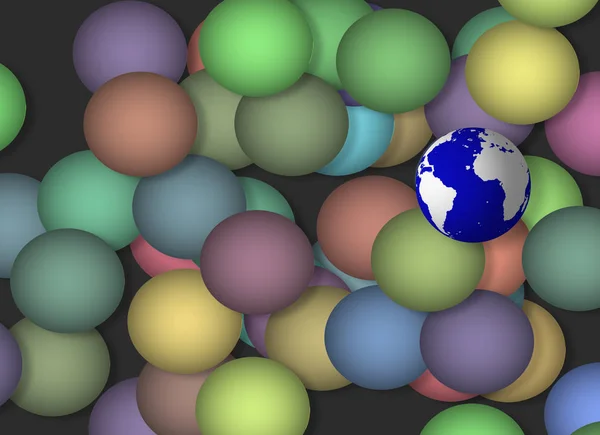 Earth Amongst Colored Spheres — Stock Photo, Image