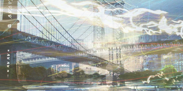 Nyc Manhattan Bridge Composition — Stock Photo, Image