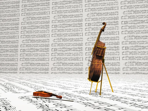 ヴァイオリンとチェロのための音楽作品 — ストック写真