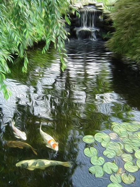 鲤鱼鱼在安静的池塘里 — 图库照片