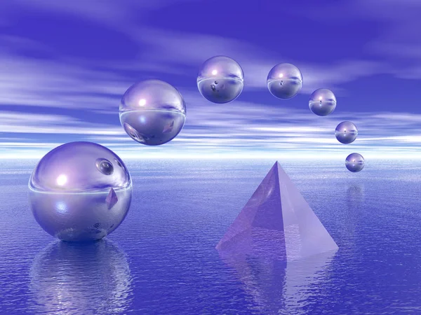 Pyramid Spheres Water — Stock Photo, Image
