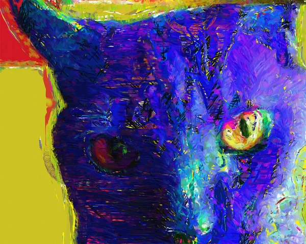 Arte Moderna Pintura Gato — Fotografia de Stock