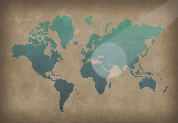 Карта Світу Картина Синього Кольору Стіні Візуалізація — стокове фото