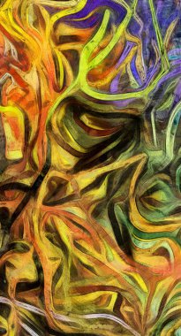 Renk hareketlerinin akışkan çizgileri. 3B görüntüleme.