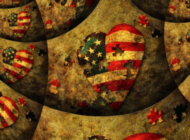 Grunge Amerikan Kalp Puzzle