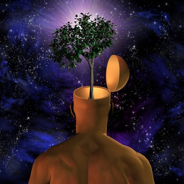 Green Tree Grows Human Mind — Stock Photo, Image