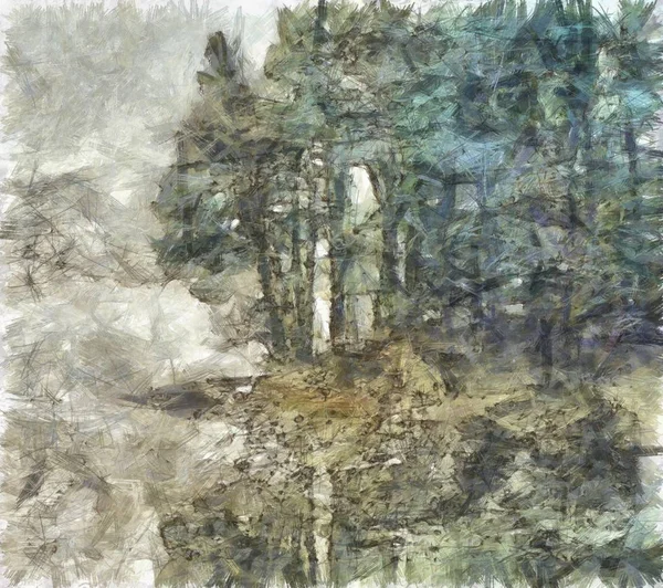 Impressionnisme Moderne Forêt Aux Couleurs Tamisées — Photo