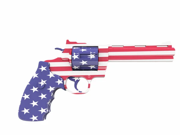 Gun Usa National Colors Isolated White Background — Stock Photo, Image
