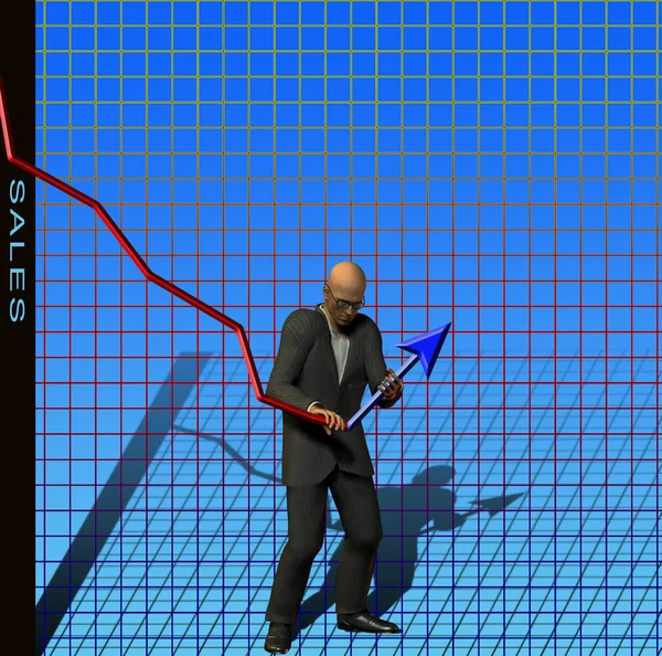 Businessman Maintaining Upward Chart Arrow Sales Growth Income Finance Concept — Stock Photo, Image
