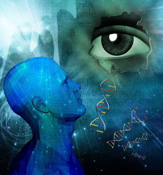 Menselijke Genetische Dna Strengen Reuze Eye — Stockfoto