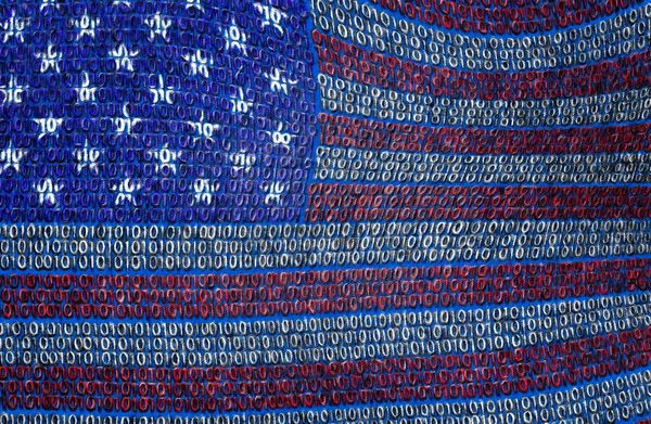 Flaga Usa Kod Binarny — Zdjęcie stockowe