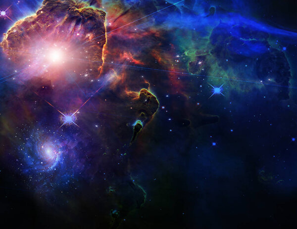 Vivid universe with stars and galaxies