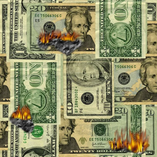 Verbrennung Von Dollarscheinen — Stockfoto