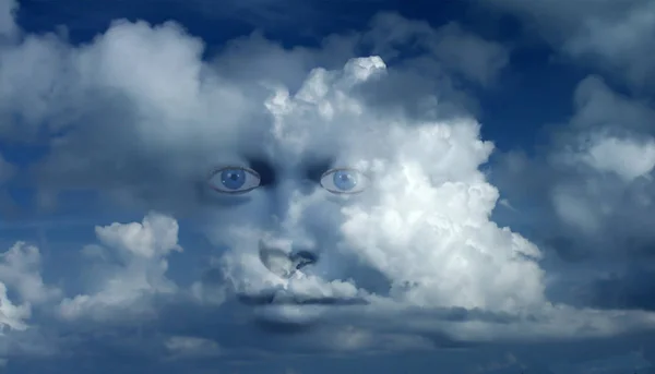 Cara Mujer Mística Las Nubes Renderizado — Foto de Stock