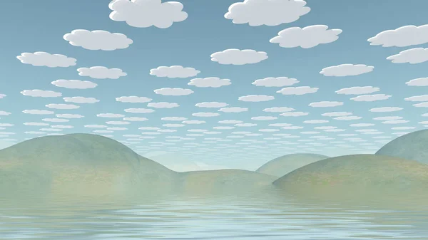 Paesaggio Spaventosamente Sereno Nuvole Cartoni Animati Nel Cielo — Foto Stock