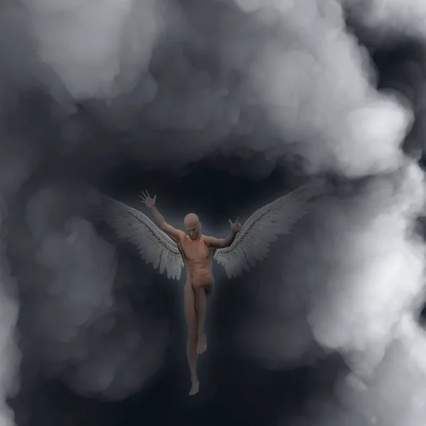 Сюрреалізм Голий Чоловік Крилами Символізує Ангела — стокове фото