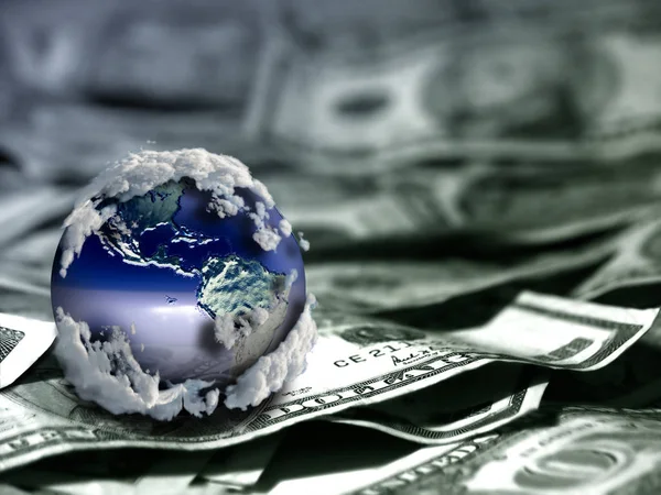 Globe Sur Les Dollars Américains — Photo