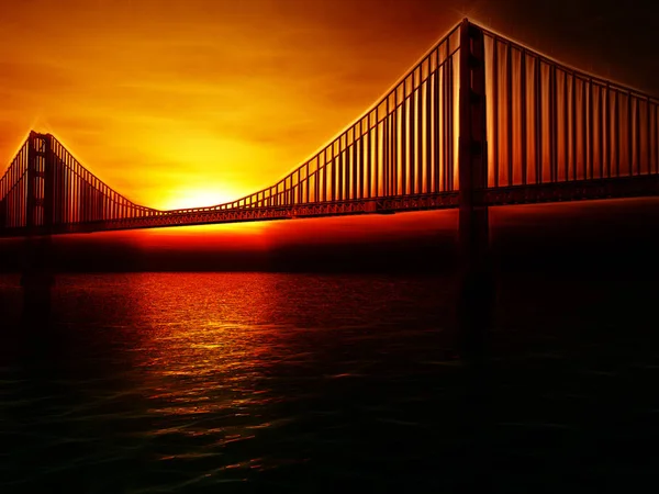 Golden Gate Bridge Ilustración Pictórica — Foto de Stock