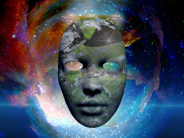 Máscara Com Imagem Cilindro Neill Universo Colorido Segundo Plano — Fotografia de Stock