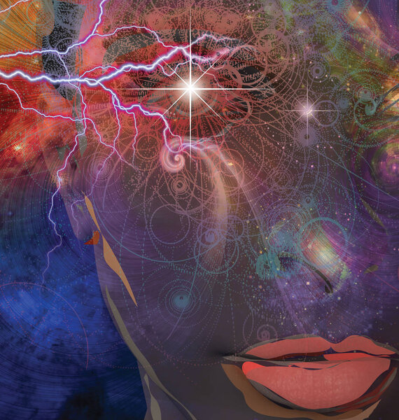 Womans face. Colorful modern illustration for background