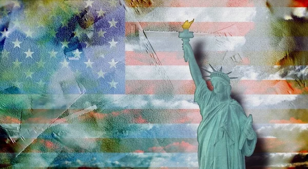 Цифровая Картина Нью Йорк Статуей Свободы Рендеринг — стоковое фото