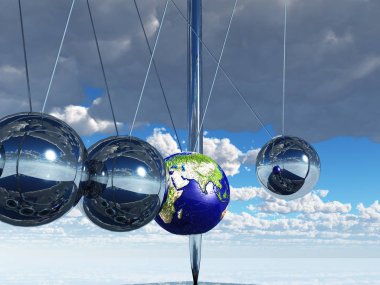 Newton beşiği dünya gökyüzü karşı