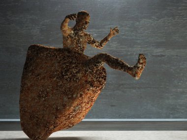 3D render. Taştan adam figürü çıkar.