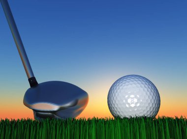 Golf Kulübü ve top yeşil çimen