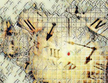 Soyut tuval. Roma rakamları ve saat elleri.